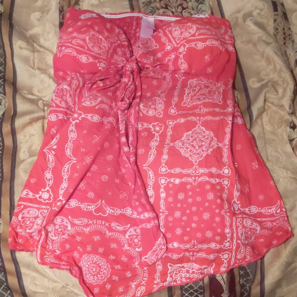 A strapless top